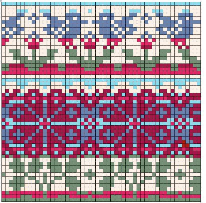 Knit fair isle heart pattern