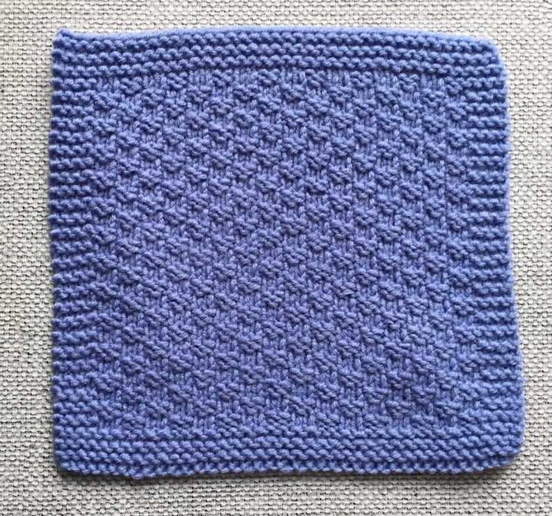 Pattern for knitted dishcloth on diagonal