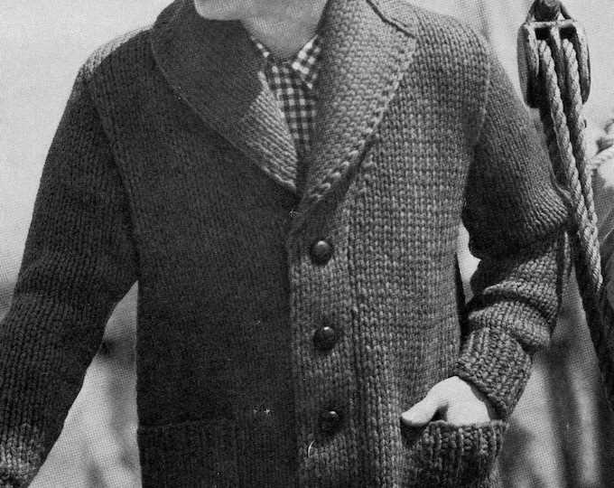 Mens sweater knitting pattern shawl collar