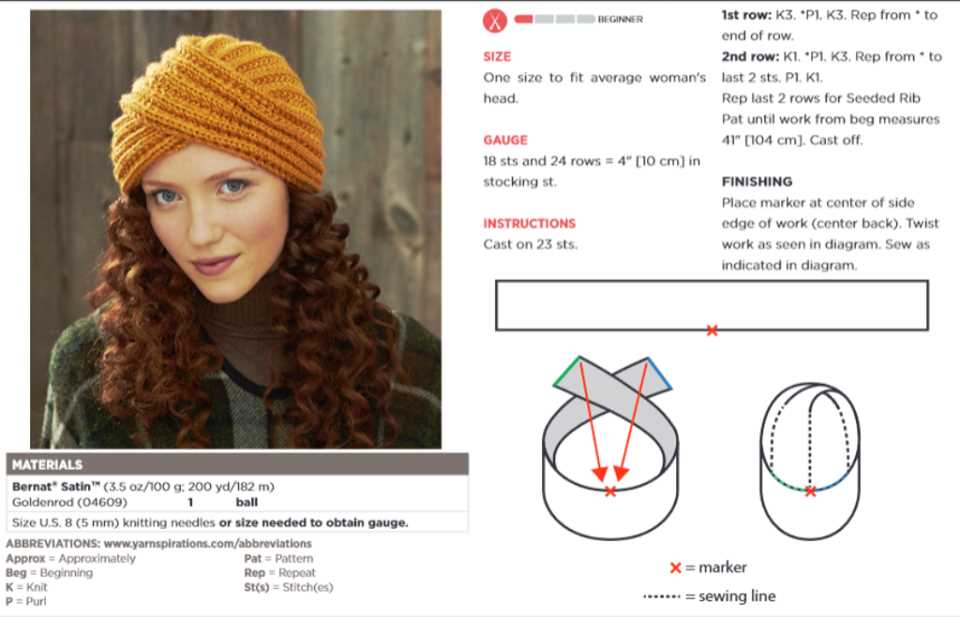 Knit turban hat pattern