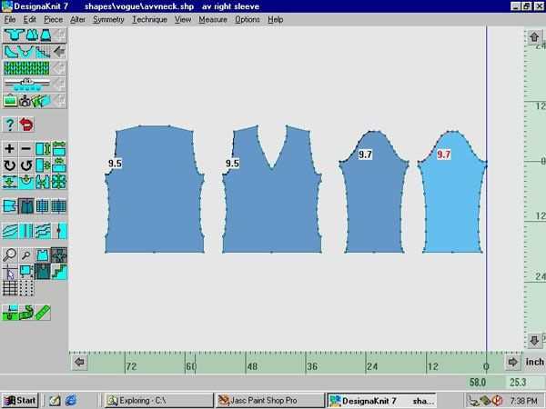 Knitting machine pattern software