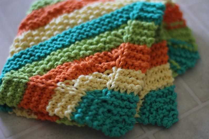 Basket weave knitted dishcloth pattern