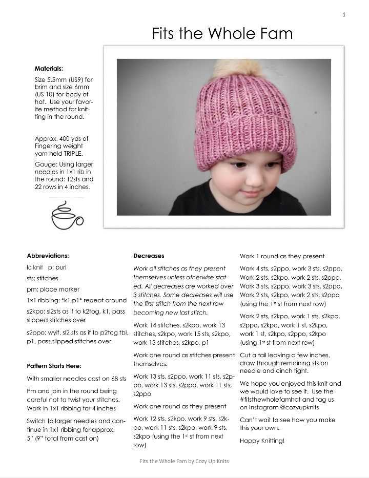 Beginner knit beanie pattern