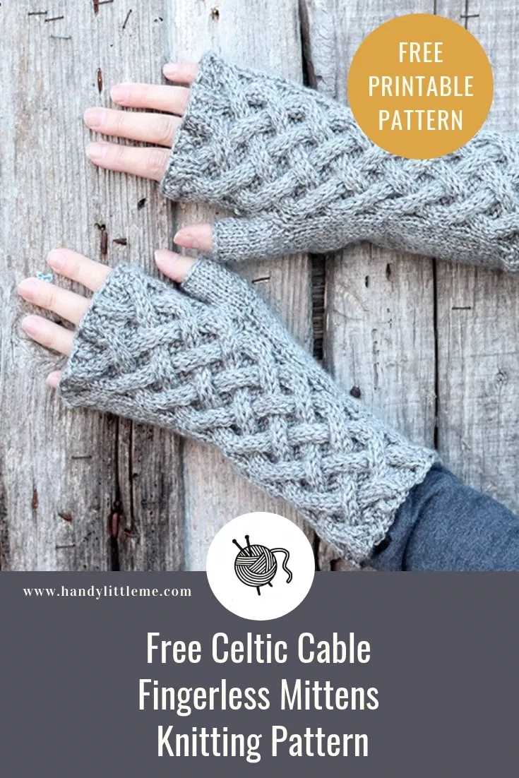 Cable fingerless mittens knitting pattern