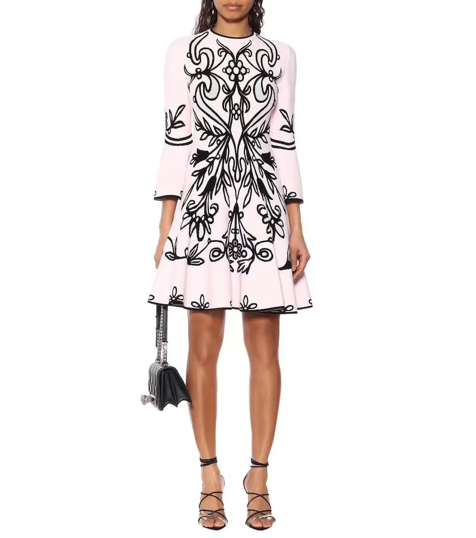Celine pink pattern knit mini dress