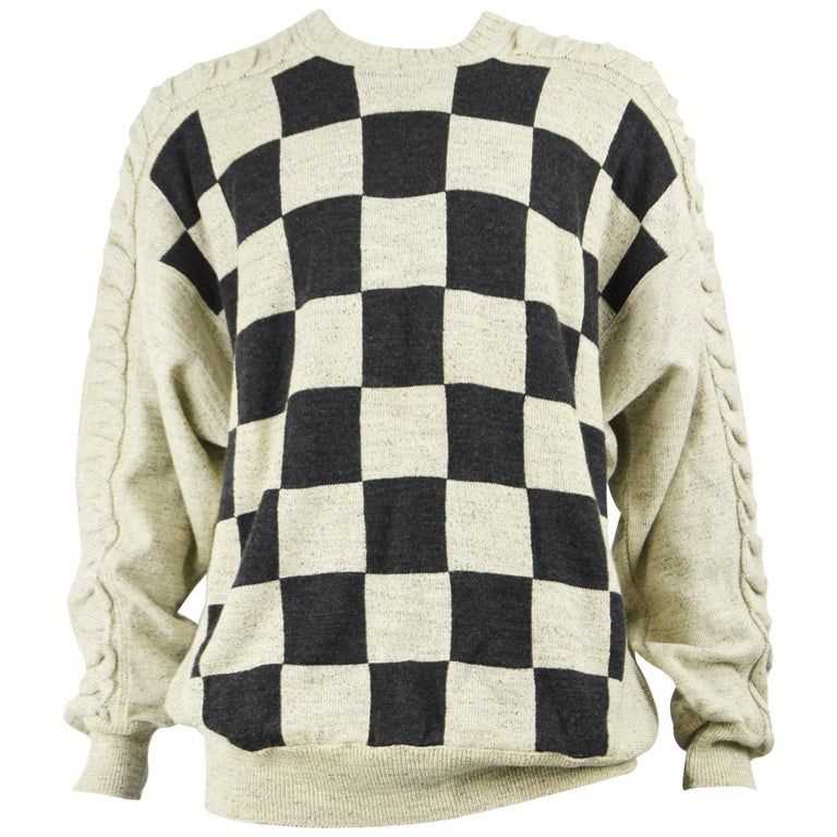 Checkered knit sweater pattern