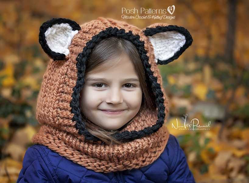 Children's hooded scarf knitting pattern
