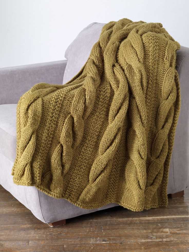 Chunky cable knit throw blanket pattern