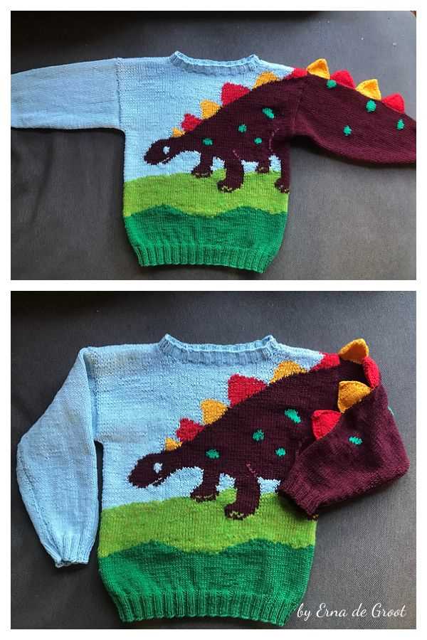 Dinosaur sweater knitting pattern
