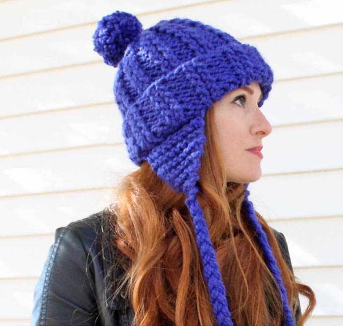 Easy earflap hat knitting pattern