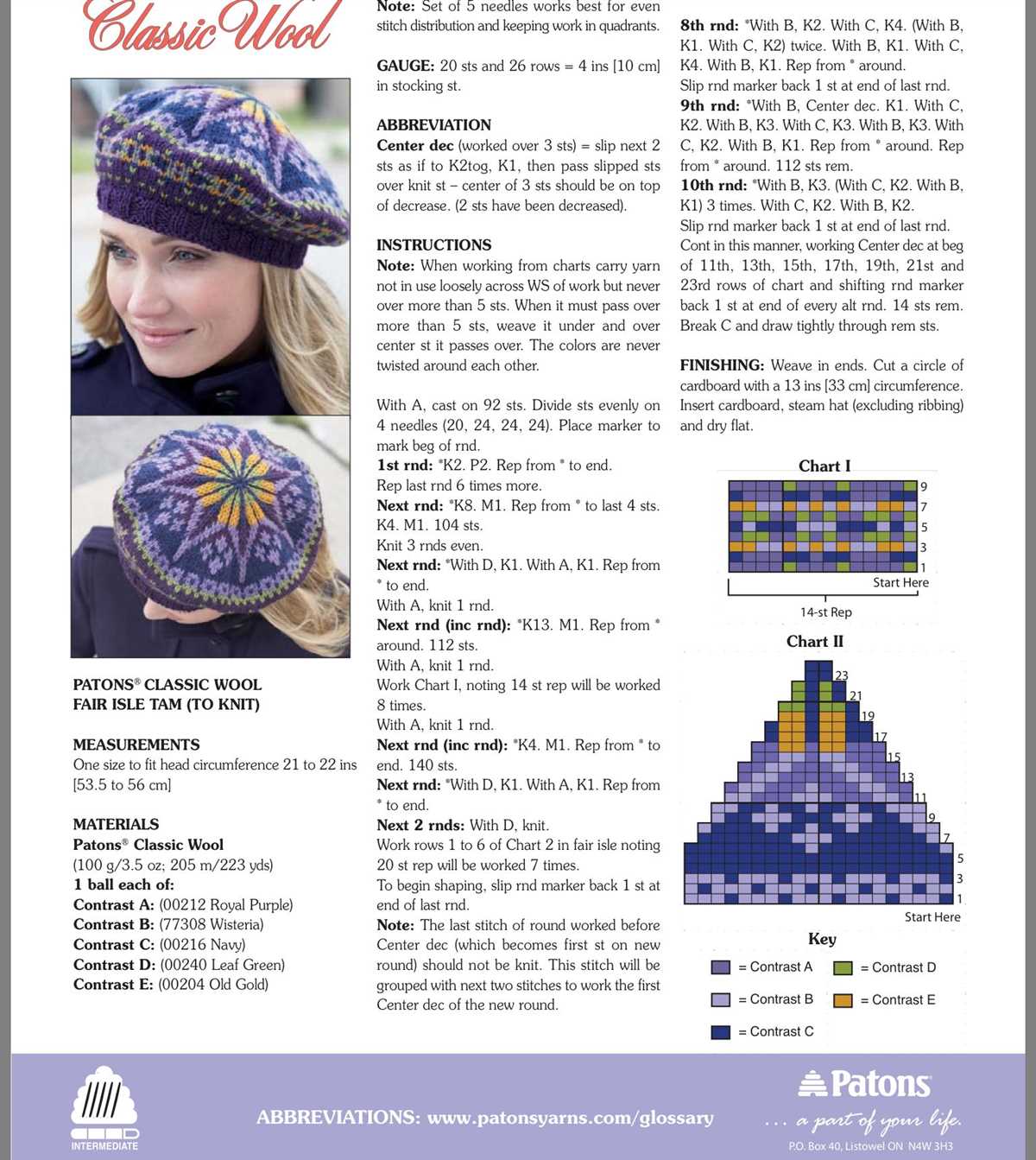 Easy fair isle knit hat pattern