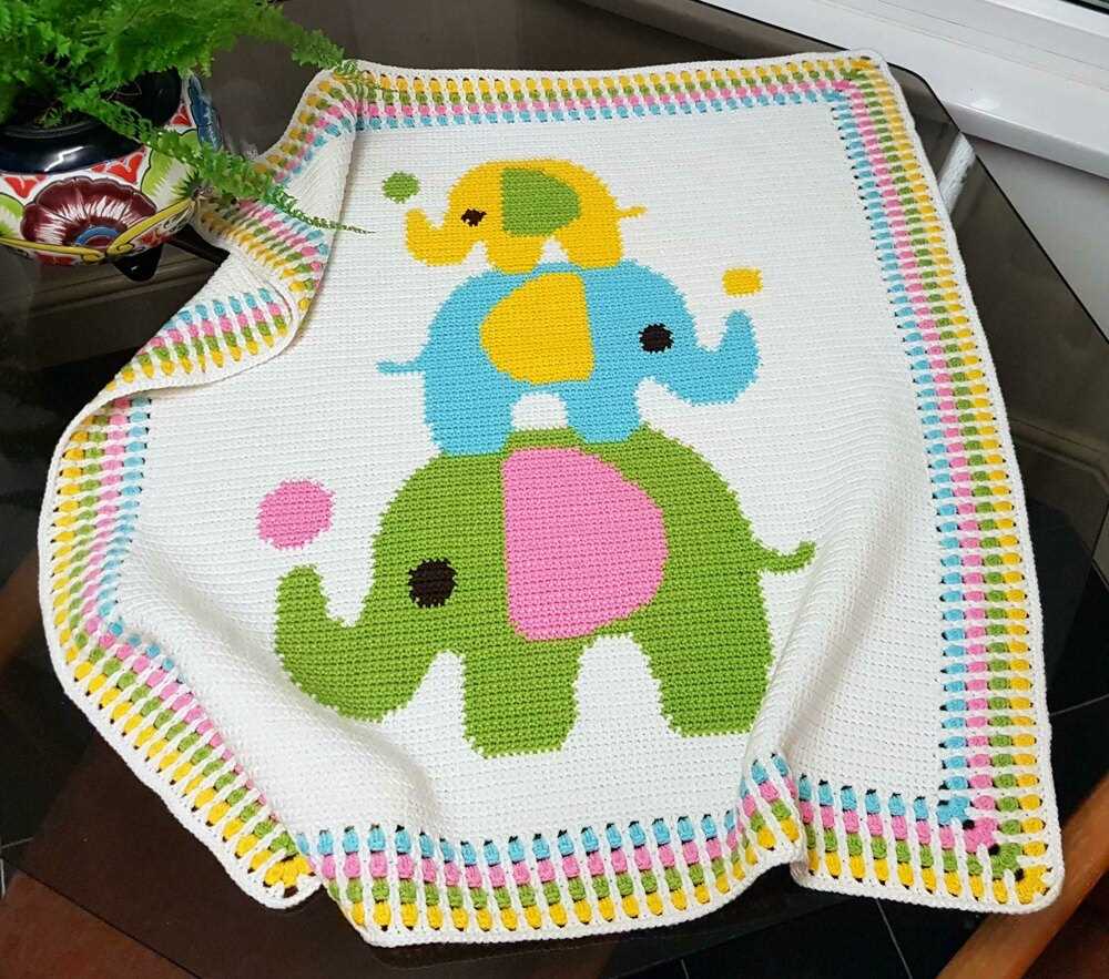 Elephant knitting pattern blanket