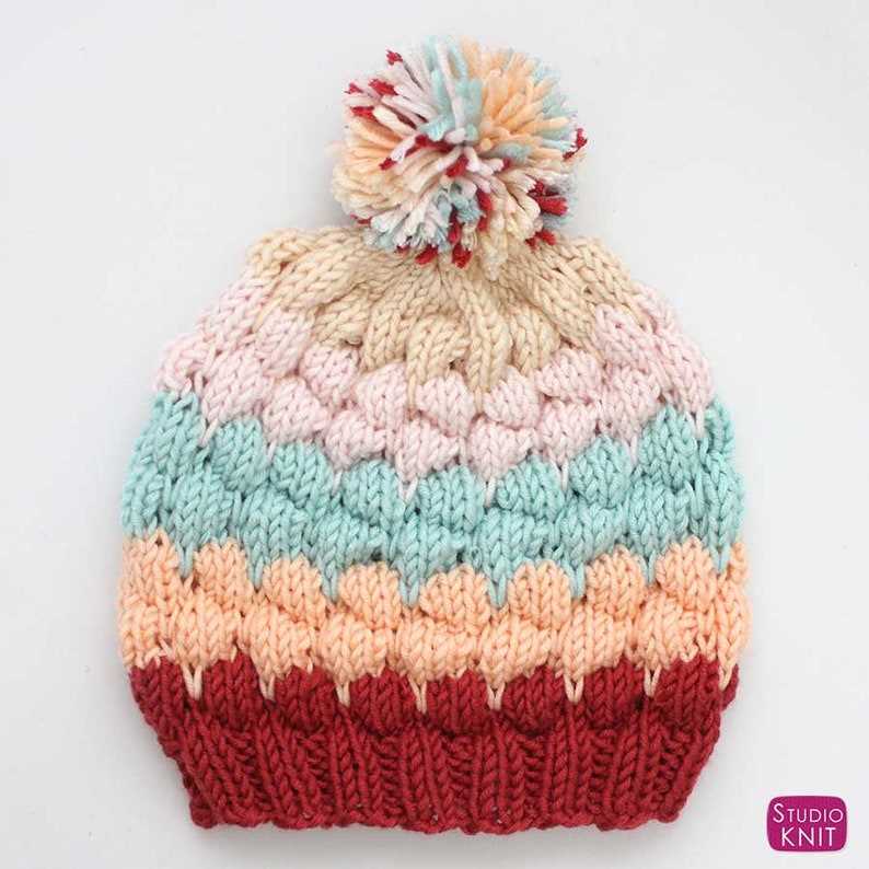 Free bubble beanie hat knitting pattern