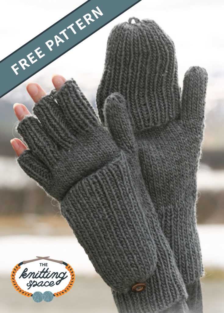 Free knitting pattern for fingerless gloves with mitten flap