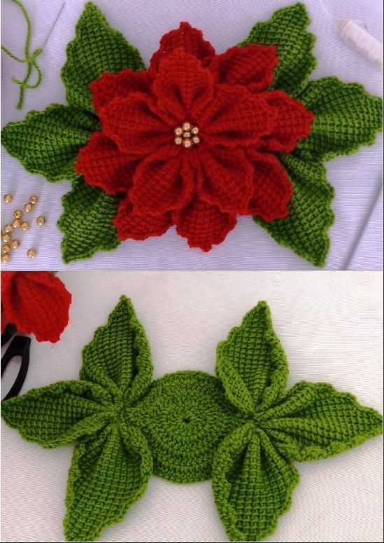 Free knitting pattern for poinsettia