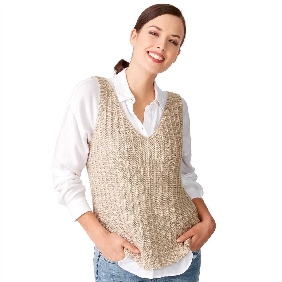 Free knitting pattern ladies v neck vest