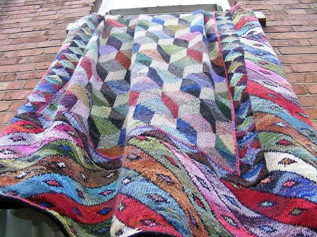 Free tumbling blocks knitting pattern
