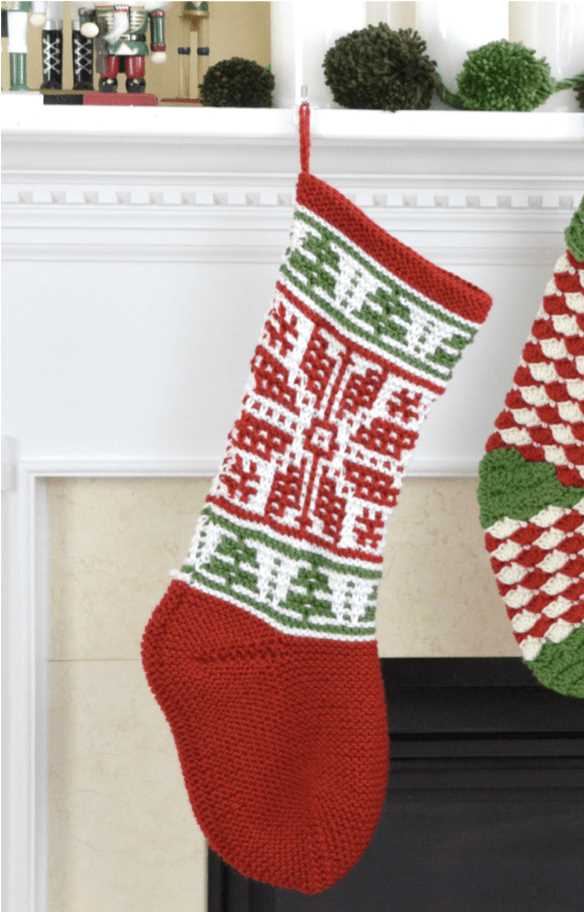 Free christmas stocking knitting pattern straight needles for beginners