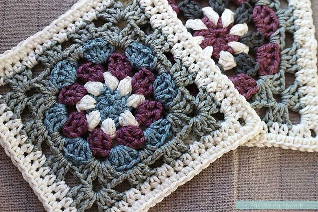 Granny square pattern knitting