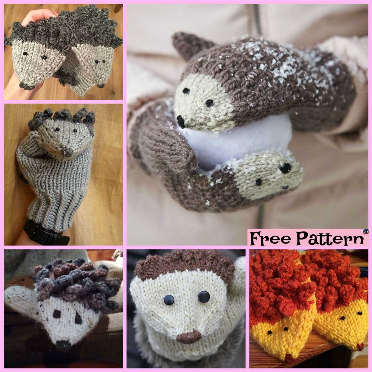 Hedgehog mittens knitting pattern