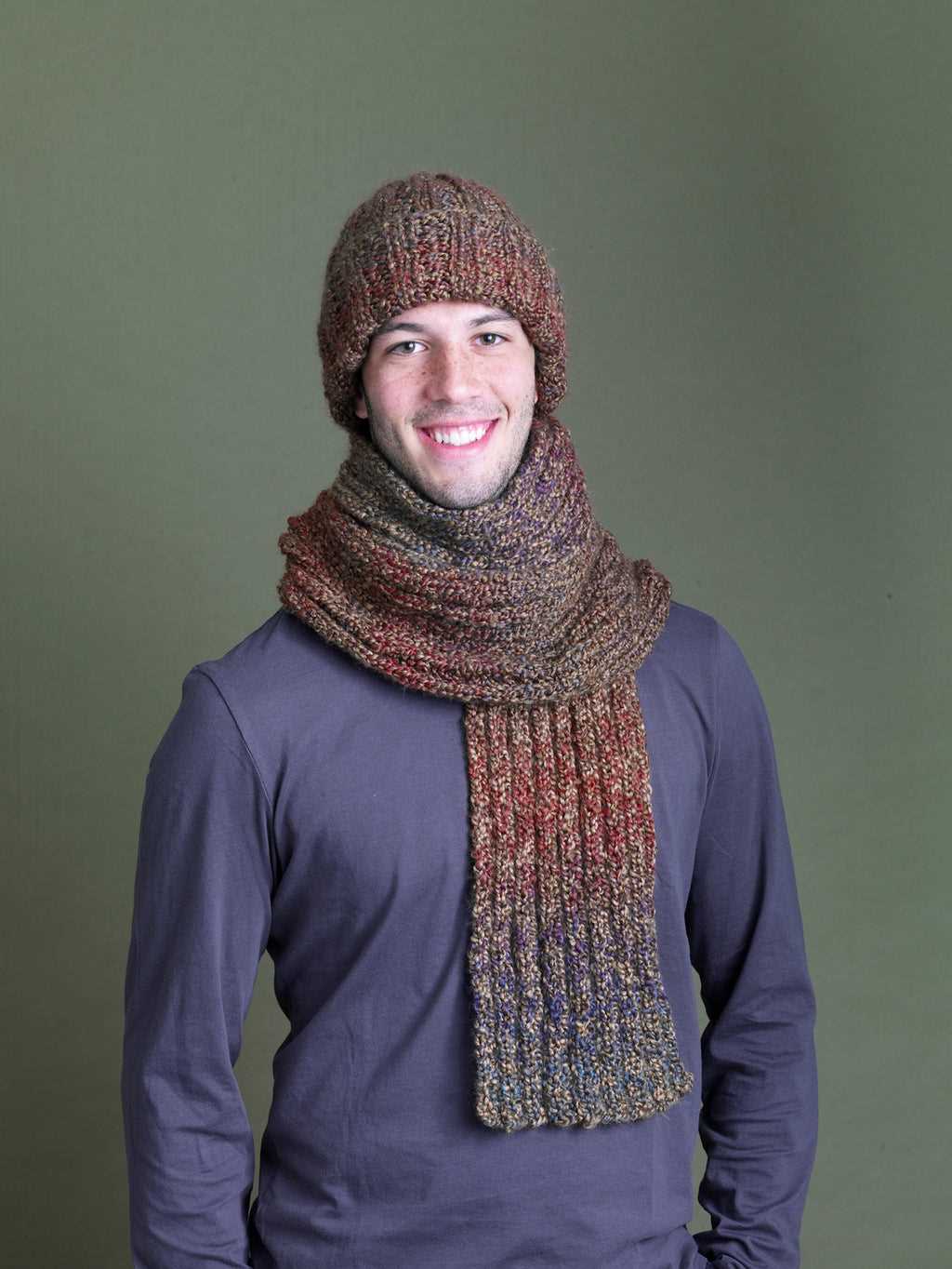Homespun yarn scarf pattern knit