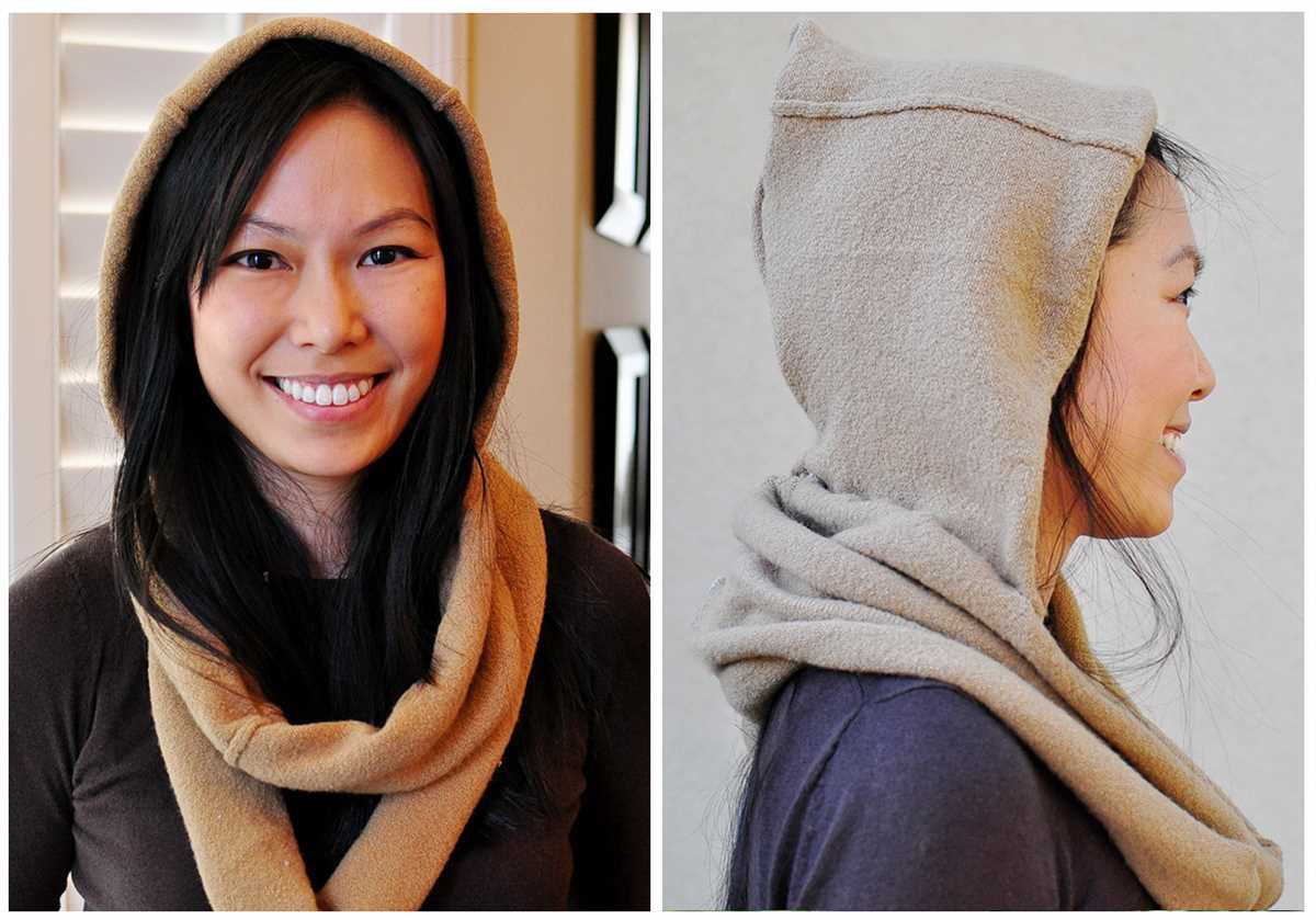 Hooded infinity scarf knit pattern