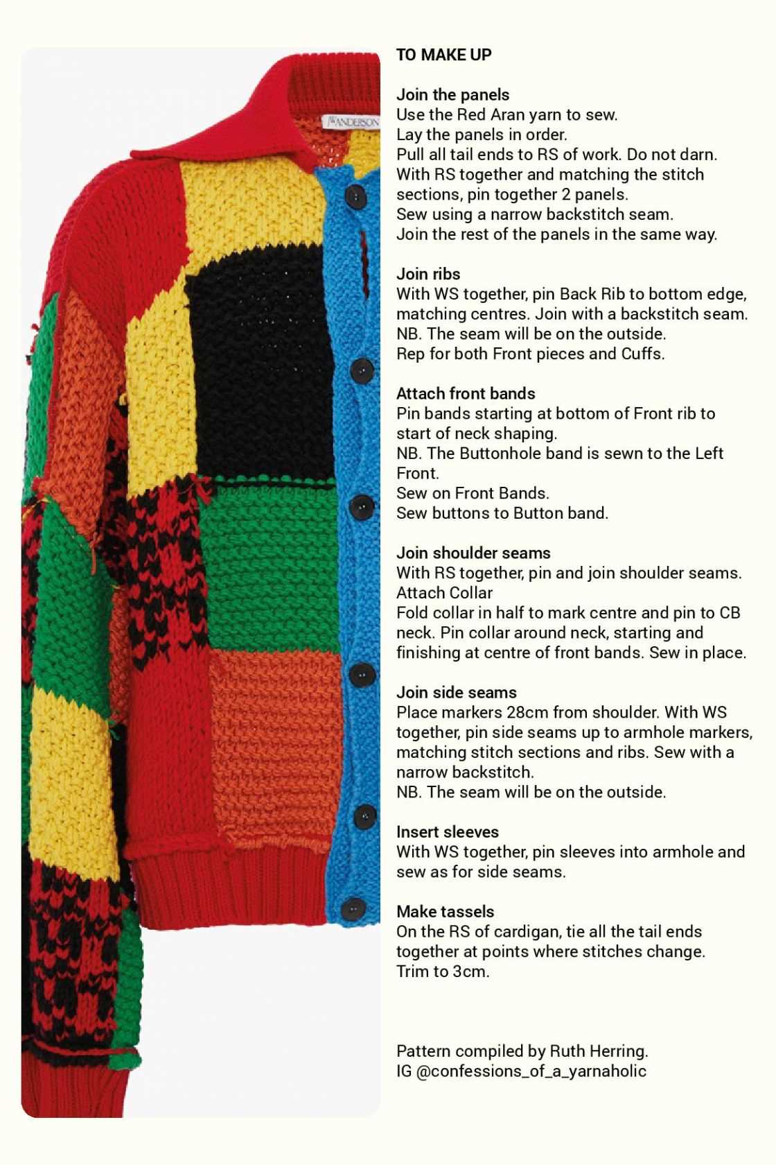 Jw anderson cardigan knitting pattern
