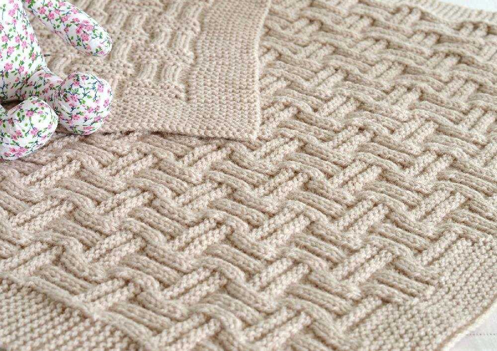 Knit basketweave blanket pattern