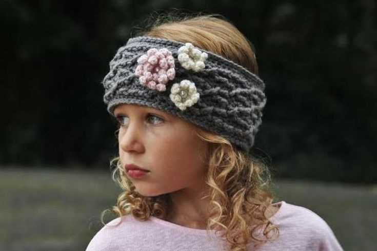 Knit flower pattern for headbands