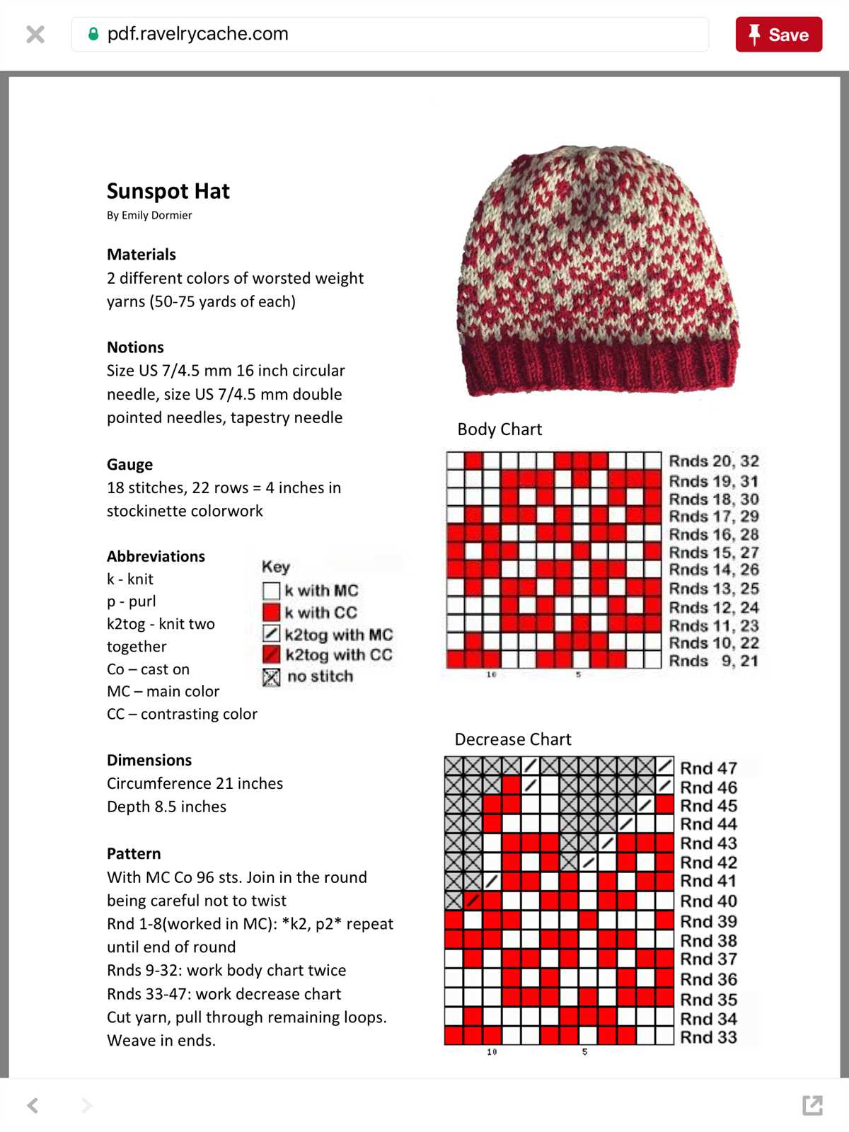 Knit hat pattern size 11 circular needles