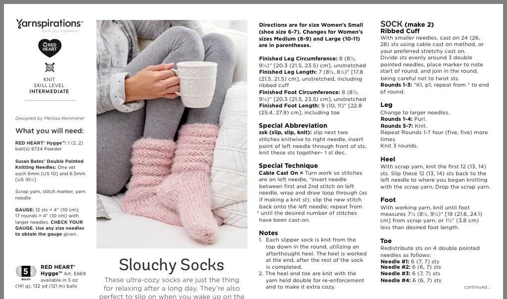 Knit sock pattern size 8 needles