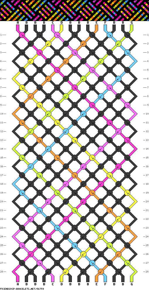 Knitted friendship bracelet pattern