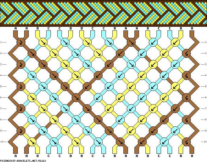 Knitted friendship bracelet pattern