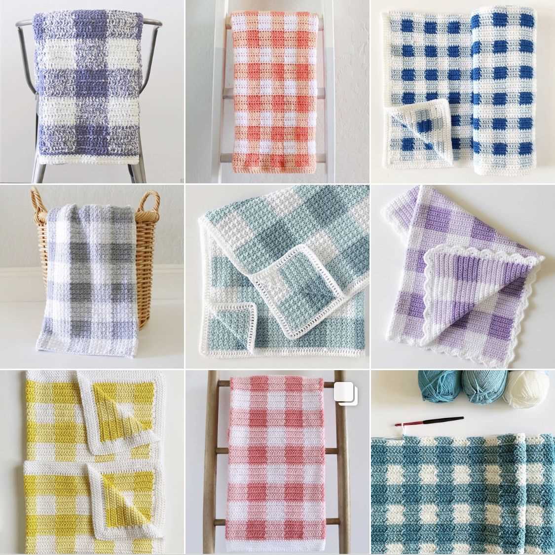 Knitted gingham blanket pattern