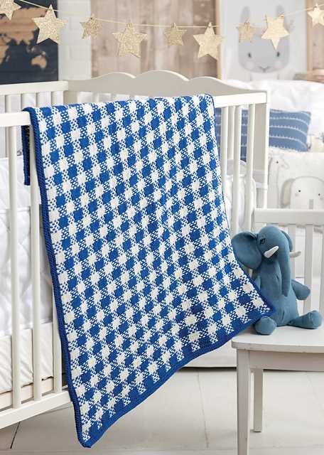 Knitted gingham blanket pattern