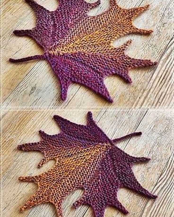 Knitted maple leaf pattern
