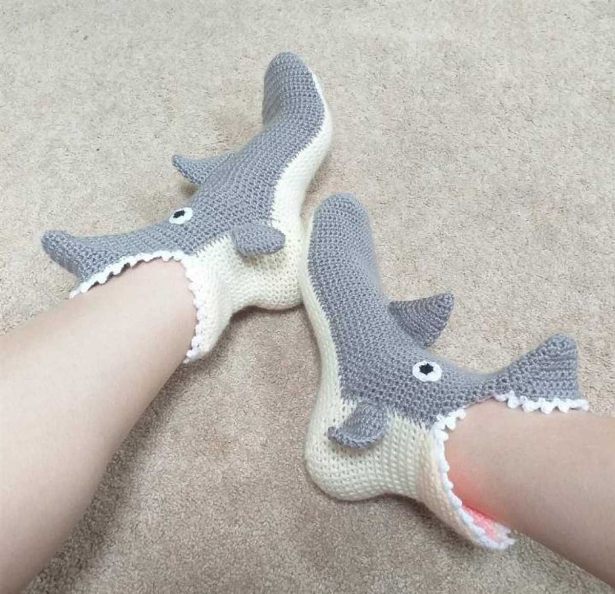 Knitted shark slippers free pattern