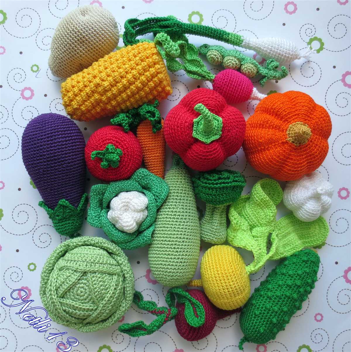 Knitted vegetables pattern free