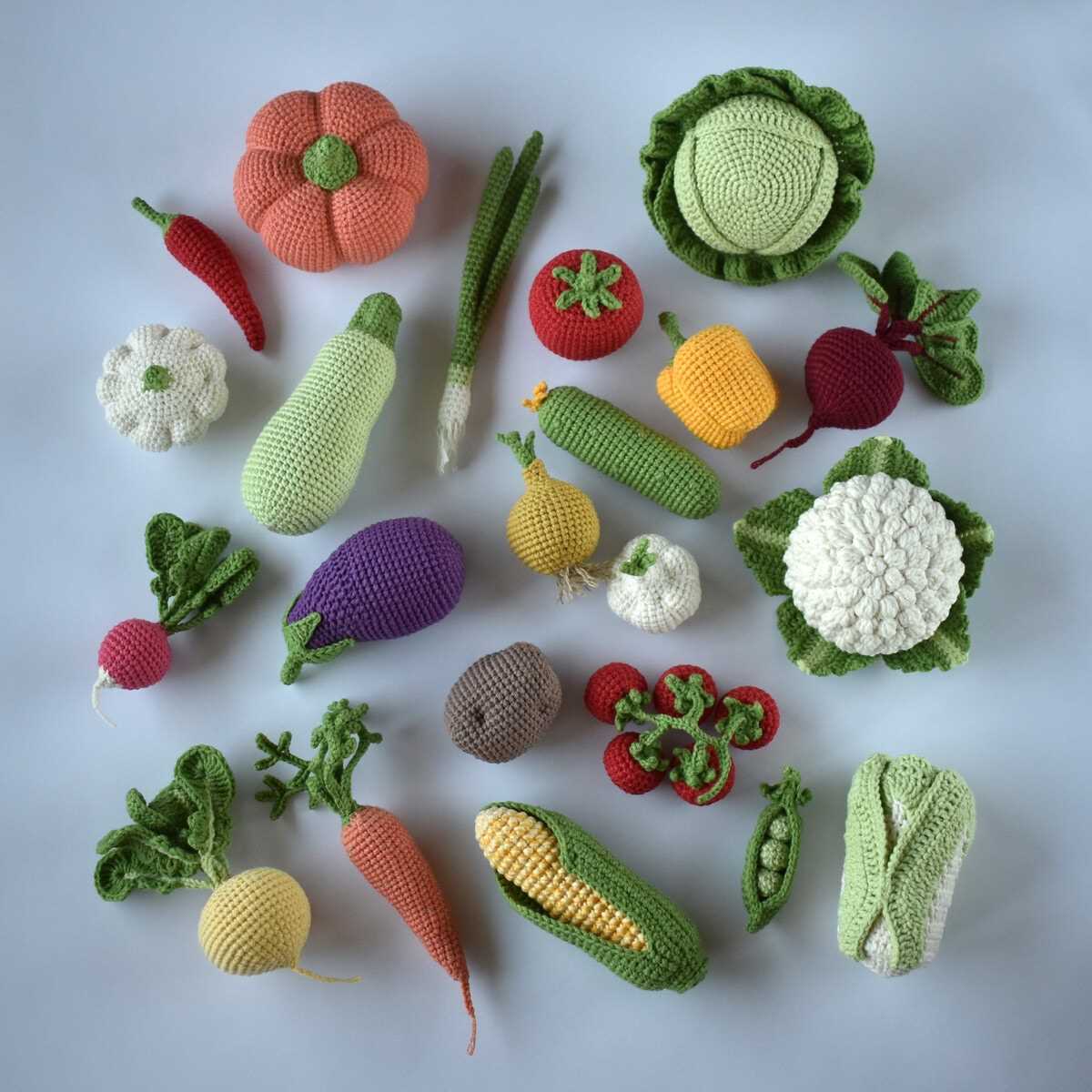 Knitted vegetables pattern free