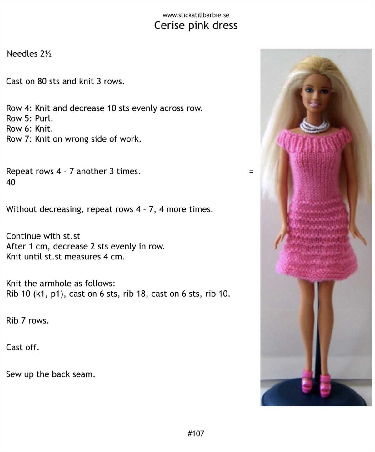 Knitted barbie clothes patterns