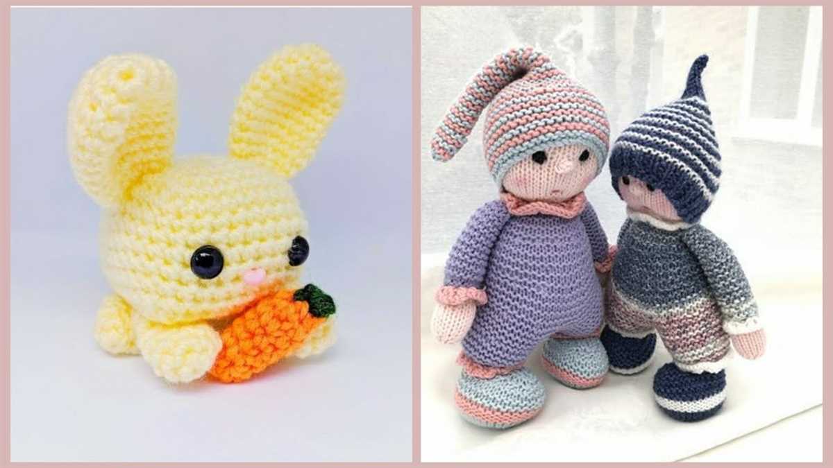 Knitted bunny pattern from a square