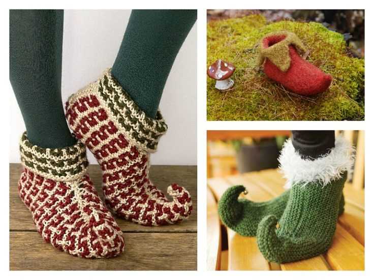 Knitted elf slippers free pattern