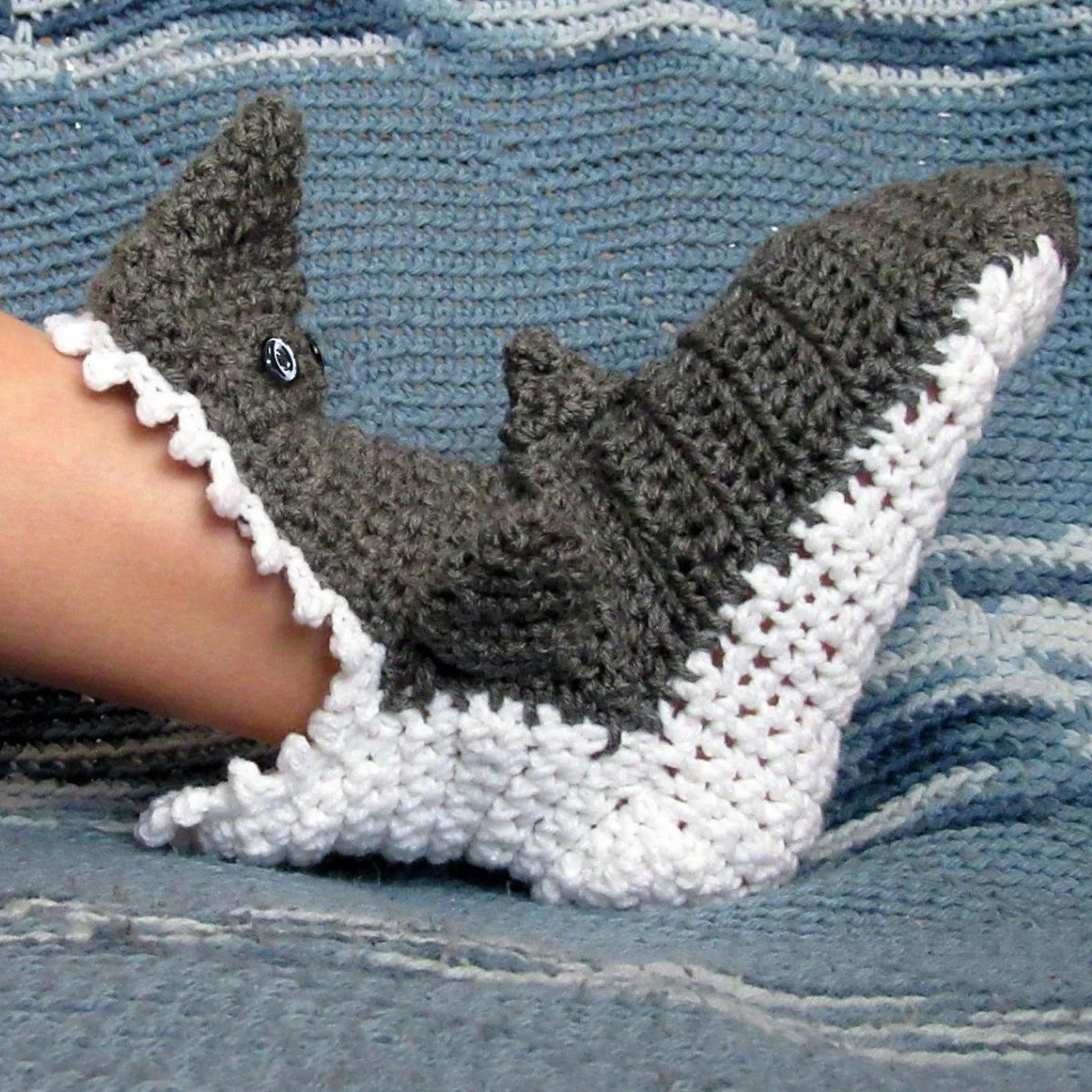 Knitted shark slippers free pattern
