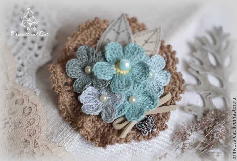 Knitted sunflower brooch pattern free