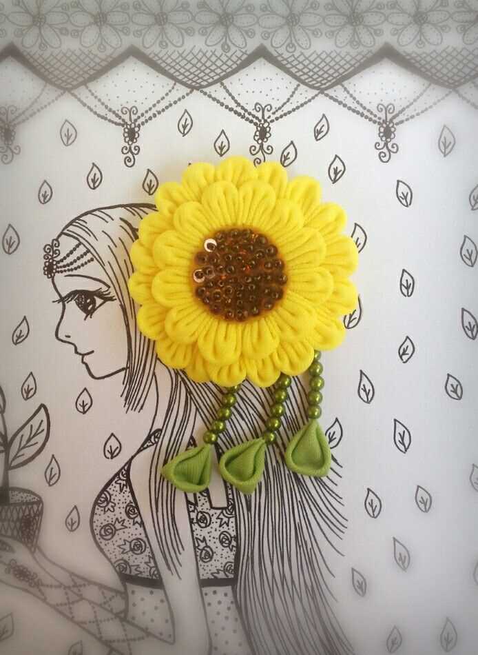 Knitted sunflower brooch pattern free