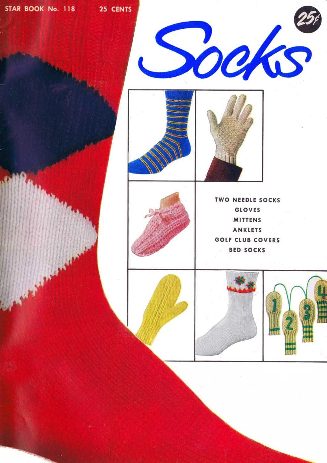 Knitting pattern for bed socks on 2 needles