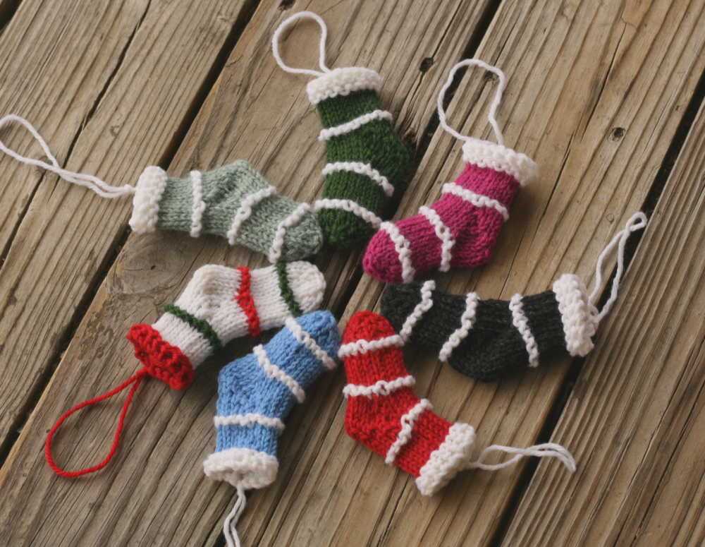 Knitting pattern mini christmas stocking