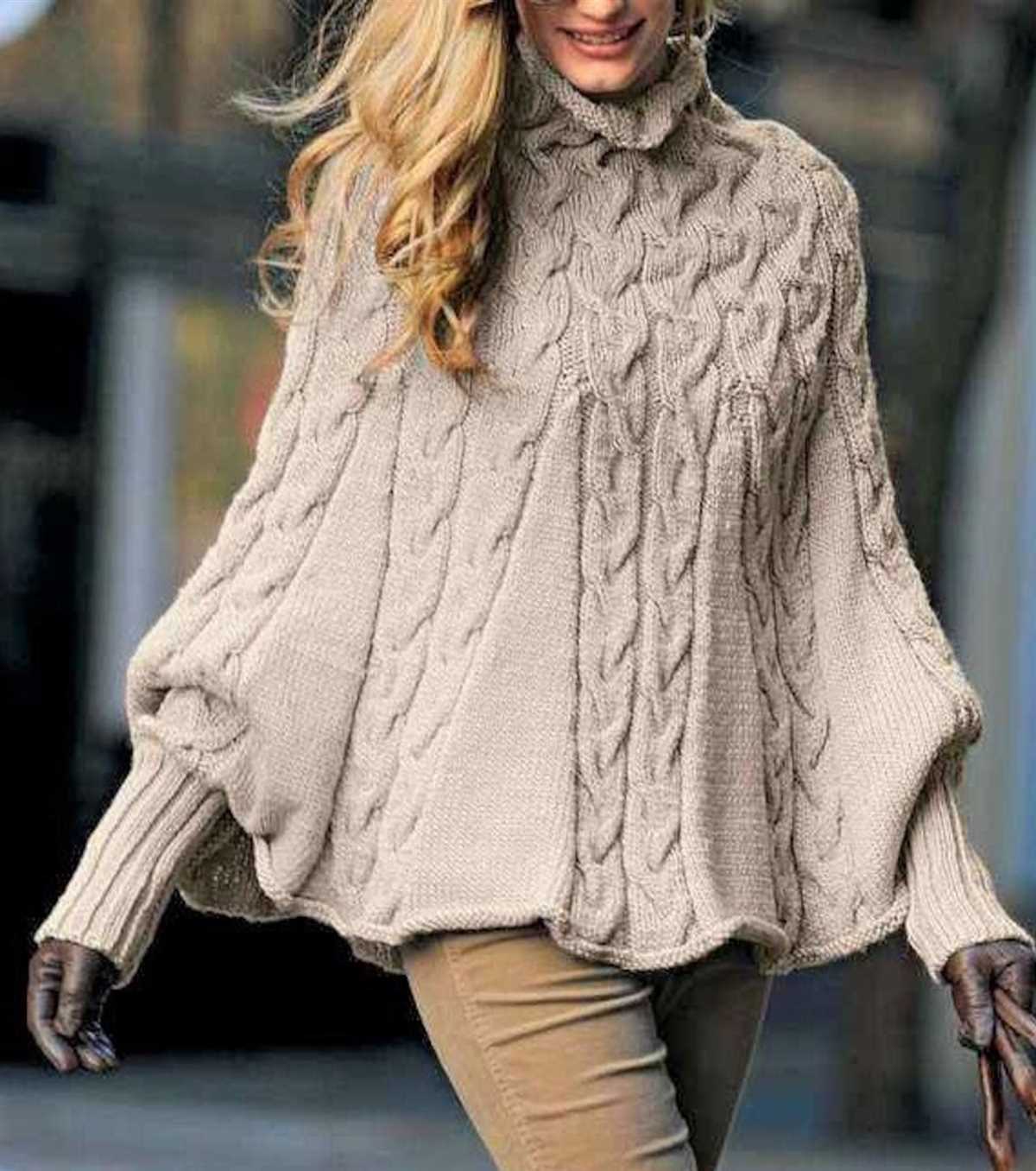 Knitting pattern poncho with sleeves