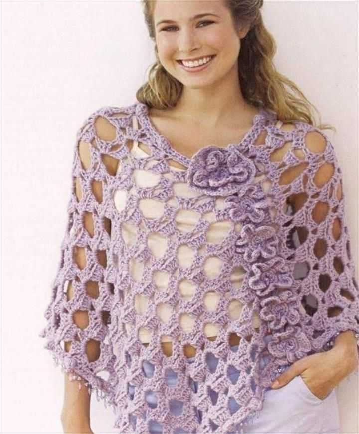Lacy poncho knitting pattern free