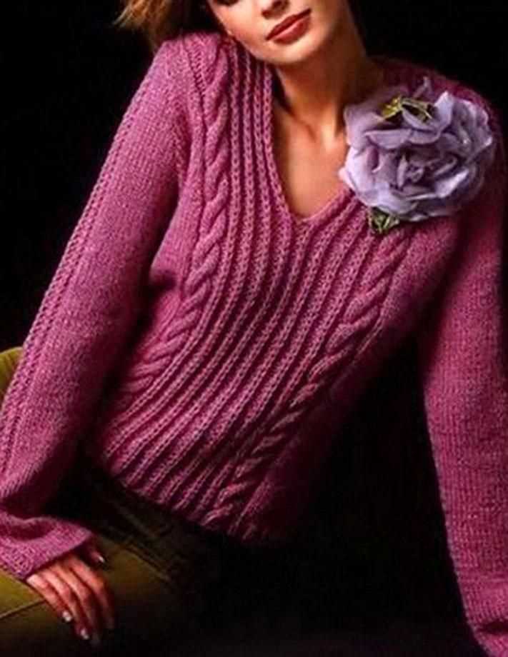 Ladies v neck sweater knitting patterns